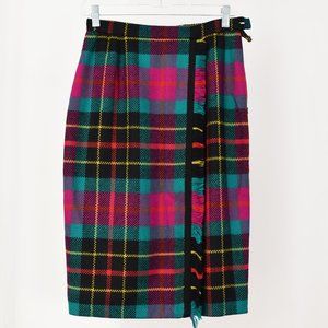 Carlisle wool plaid pencil skirt size 6, 90s vintage casual colorful midi skirt